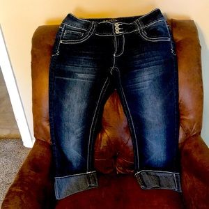 BLUE/WHITE ANGELS JEANS W/ LEFT RIGHT FRONT BACK POCKET/ BUTTONS